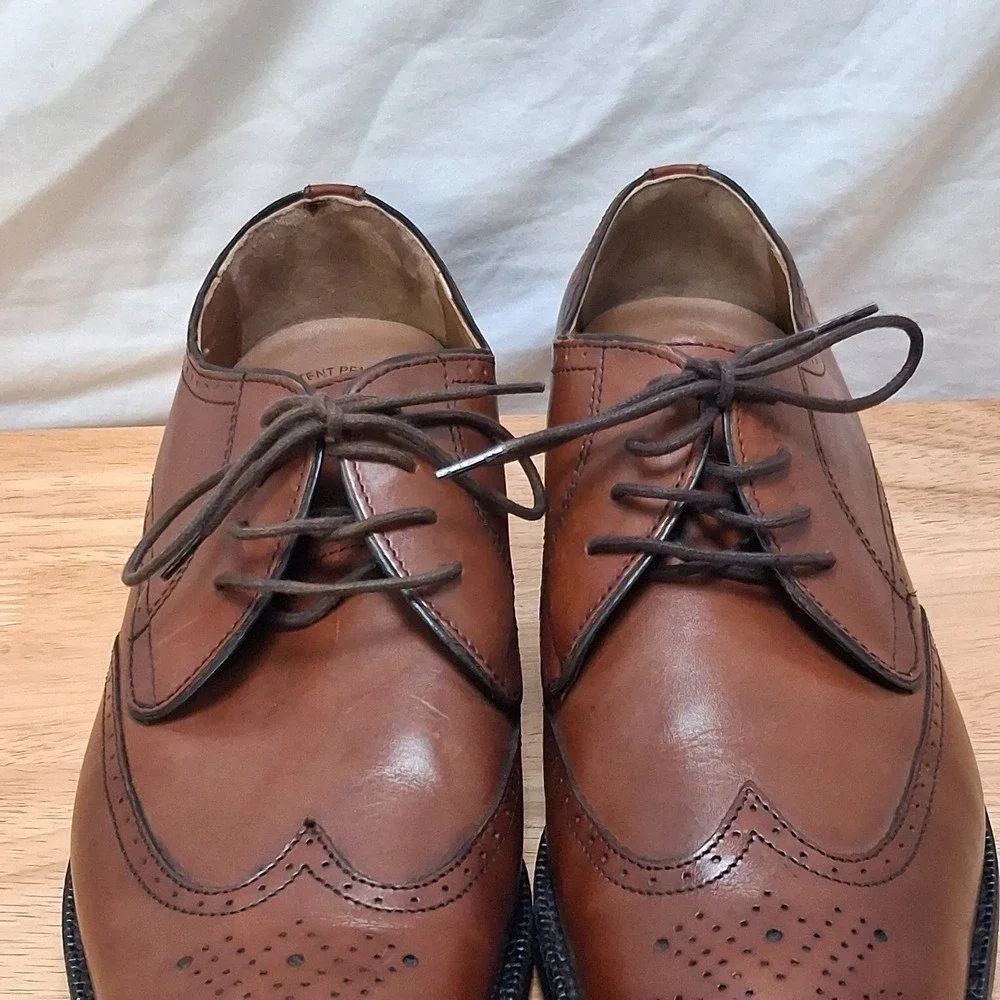 Johnston & Murphy Signature Series Men 10.5W Brown Wingtip Oxford Dress Shoes